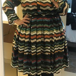 Eloquii Chevron Shirt Dress with Sheep (Size 16, Multi-colored)